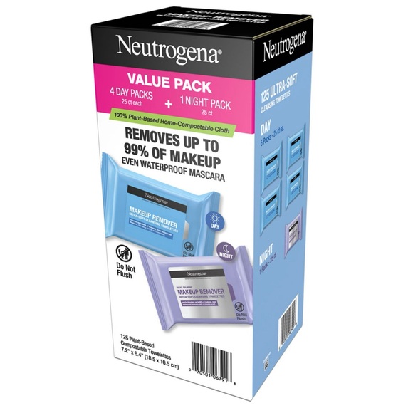 Neutrogena Makeup Remover & Night Calming Cleansing Towelettes, 25 ct., 5 pk. - Picture 1 of 9